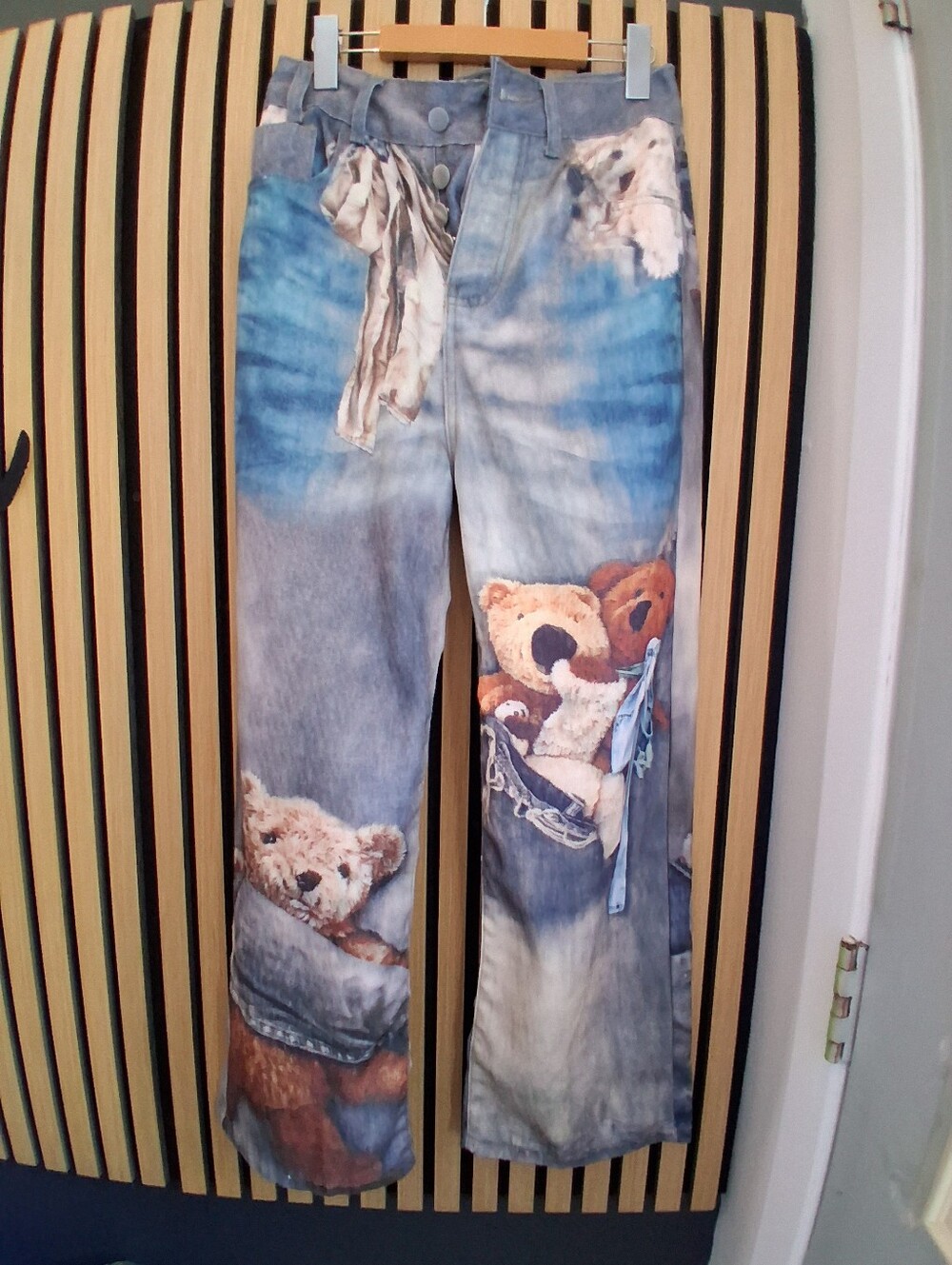 twik Blue Teddy Graphic Wide-Leg Pants